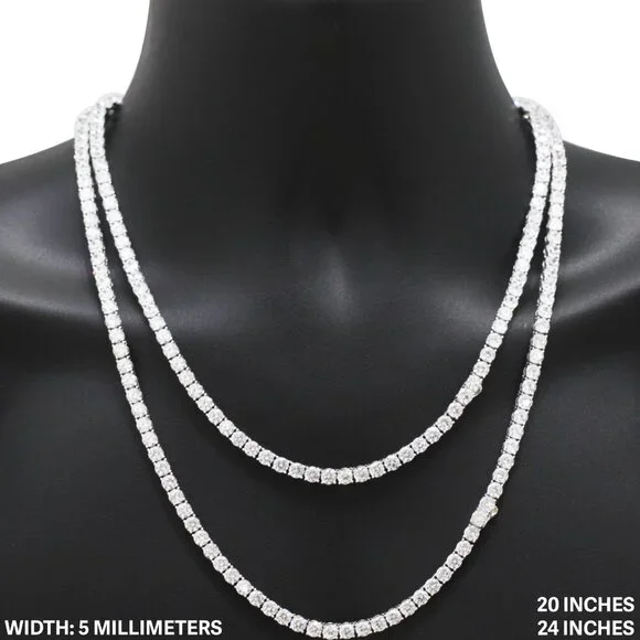 925 Sterling Silver 5mm Tennis Chain Necklace Bracelet 7.5-24